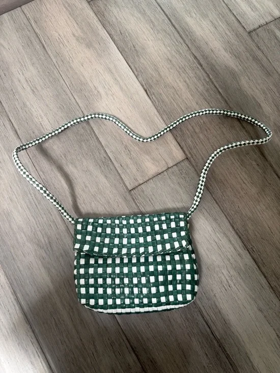 Loeffler Randall Vinnie Green and White Woven Crossbody Bag - Picture 4 of 9